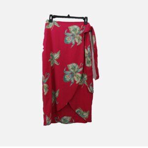 Faherty size XS Pacifica Seersucker Wrap Midi Skirt Pink Floral NEW